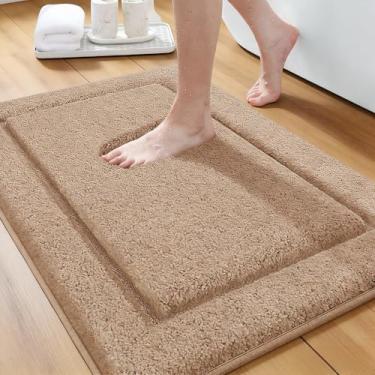 Imagem de Tapetes de banheiro 61 cm x 43 cm, tapete de banho absorvente de microfibra macia e grossa, forro antiderrapante, tapetes de banho laváveis na máquina para piso de banheiro, banheira e chuveiro