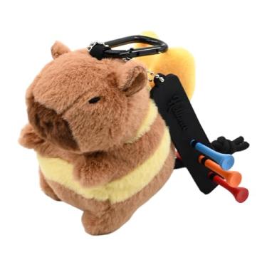 Imagem de simhoa Porta-bolas de golfe com tees inclusos, bolsa de transporte em pelúcia em formato de para guardar seus itens de golfe.