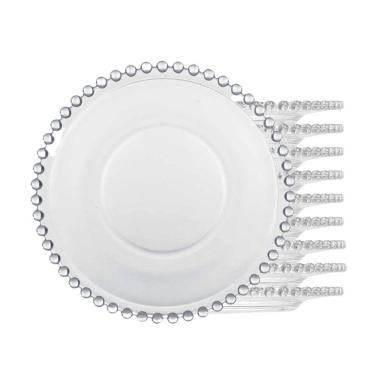 Imagem de Jogo 10 Prato Para Pão Sobremesa Cristal Transparente Pearl Bolinha Wolff 14cm