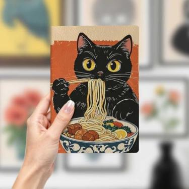 Imagem de Caderno de couro de gato, caderno A5 para anotações de escritório, agenda de 21 x 14,7 cm, agenda de viagem, presente para amantes de gatos, 9