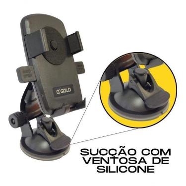 Imagem de Suporte Celular Gps Carro Veicular Trava Automática Resistente Ajuste Rotação