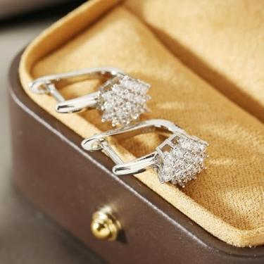 Imagem de Brincos para mulheres, meninas, flores delicadas de cristal de zircônia cúbica para orelhas sensíveis, argolas para presente, one size, Metal, Sem pedra preciosa