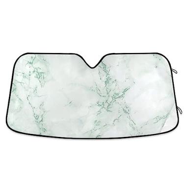 Imagem de Pale Preen Para-brisa de Mármore Ripple para Carro, Persianas de Carro para Janelas Frontais, Proteção UV Viseiras Dobráveis para Carros, SUV, Acessórios de Carro