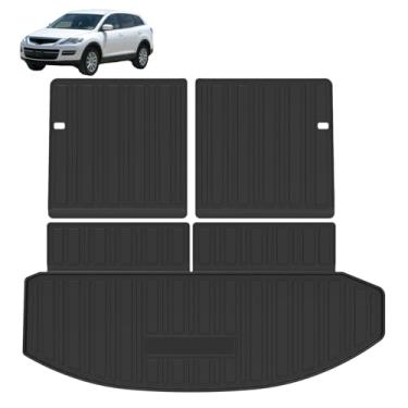 Imagem de Elsetyler Tapete de carga adequado para Mazda CX-9 2007-2015 Forro de encosto - Preto TPE impermeável para todos os climas forro de carga traseiro forro de porta-malas protetor de capa de assento