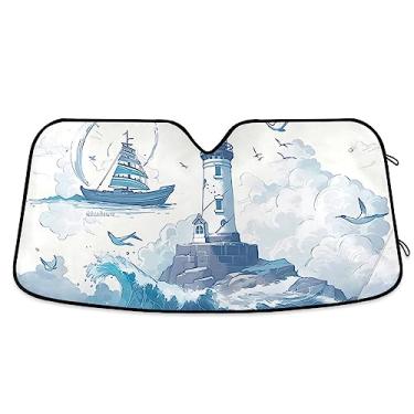 Imagem de Farol náutico navio à vela para-sol para-brisa de carro, persiana de janela de carro, para carro, caminhão, SUV, acessórios de verão para carro