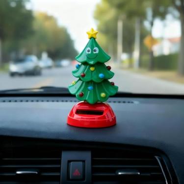 Imagem de Boneco dançarino de carro solar de Natal com cabeça balançando ornamento, ornamentos engraçados de dança solar C-hristmas para carro, decoração de boneca dança sola r para mesa, painel Ca-r, exibição