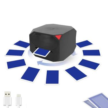 Imagem de ciciglow Máquina automática de revendedor de cartões, 1-2 baralhos com suporte para 8 jogadores, jogabilidade integrada, oferta 360 180 graus, cartão recarregável de 2500 mAh (preto)