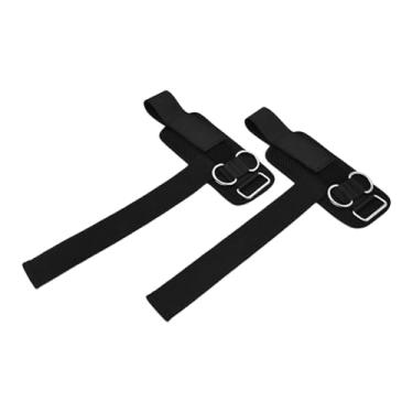 Imagem de KiBcsLic Conjunto de 2 faixas de pulso para levantamento de peso com argolas duplas em D, equipamentos de ginástica, faixas de pulso acolchoadas para, Preto 31.5x17cm