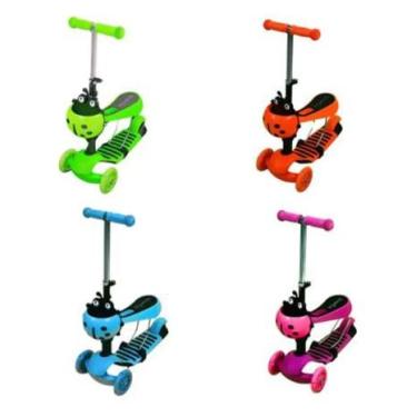 Imagem de Patinete Verde Andador Infantil 3 Rodas C/Luz Led Assento E Cesto