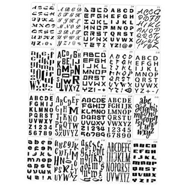 Imagem de F Fityle 20 modelos de estêncil de pintura com número de letras do alfabeto de plástico, para planejador de estêncil, scrapbook, pintura de bricolagem, projetos de artesanato