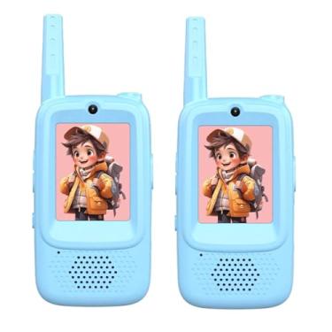 Imagem de Diyeeni Walkie Talkies para Crianças 2 Pacotes, Rádios Bidirecionais de Longo Alcance de 1.640,42 Pés, Brinquedos Com Tela, Brinquedo de Videochamada para Meninos e Meninas, Bateria