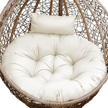 Imagem de Tycdiose Almofada de substituição para cadeira de ovo para uso externo, cesta suspensa espessa almofada para cadeira de ovo à prova d'água Papasan almofadas para cadeiras com encosto de cabeça