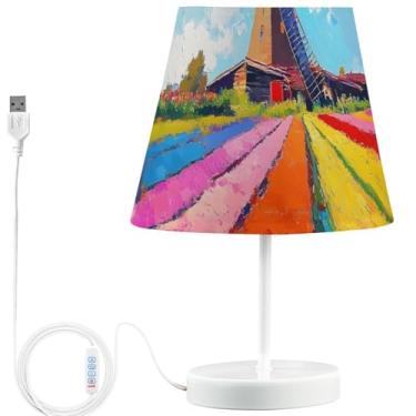 Imagem de TSENQUE Candeeiro de mesa lateral de pintura a óleo colorido personalizado bonito lâmpadas LED para mesinhas noturnas recarregáveis por USB lâmpadas decorativas infantis para quarto