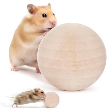 Imagem de 3BAO (6 cm) Bola de moagem de madeira para hamster madeira de pinho natural brinquedo não tóxico para animais de estimação esportes e relaxamento urso dourado ramo de flores rato cuidados com os