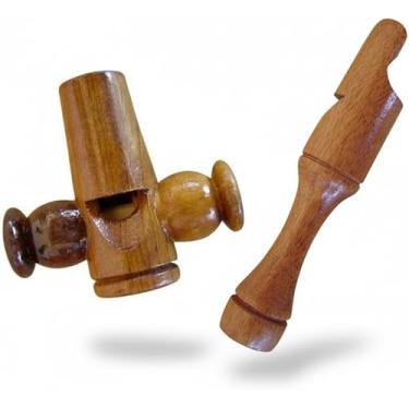 Imagem de Apito Inhambu Açu 09 + Apito Inhambu Chororó 13 Pios em madeira profissionais