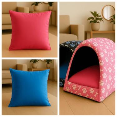 Imagem de Cama Iglu para Cachorro e Gato em Tecido Oxford com Zíper Lavável – Casinha Pet Confortável e Aconchegante(1 Rosa 1 Azul + Almofada,G)