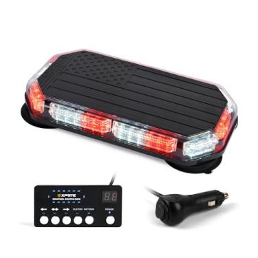 Imagem de Xprite Barra de luz estroboscópica de teto de 42 LEDs com controlador, padrão de bandeira dos EUA, aviso de emergência, luz piscante, para veículos de bombeiros POV, caminhões de reboque, carros