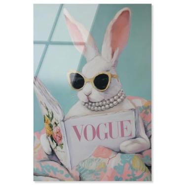 Imagem de Spring Magazine Bunny Impressão acrílica Pet Wall Decor por Art Remedy, Pronto para pendurar, 50 x 76 cm