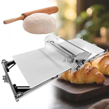 Imagem de Máquina para esticar massa e laminar fondant, para folhada, Tábua de corte para uso alimentar, de rolo de de aço inoxidável, Espessura ajustável de 2 a 30 mm