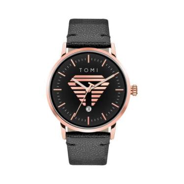 Imagem de Relógio De Quartzo Casual Minimalista Masculino Luxuoso De Couro TOMI 