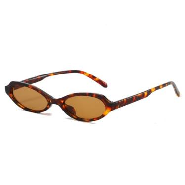 Imagem de Óculos de Sol UV400 - Lentes Ovais Pequenas Estilo Olho de Gato com Estampa de Leopardo - Estilo Punk para Homens e Mulheres - Esportes ao Ar Livre - Corrida - Ciclismo - Estampa de Leopardo