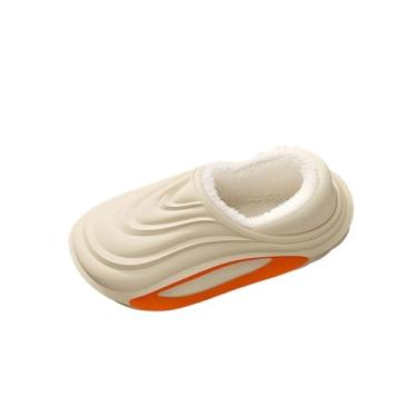 Imagem de Pantufas femininas impermeáveis de sola grossa com forro de lã para uso interno e externo no outono e inverno, design de bico fechado para aquecimento e conforto, Laranja, 40