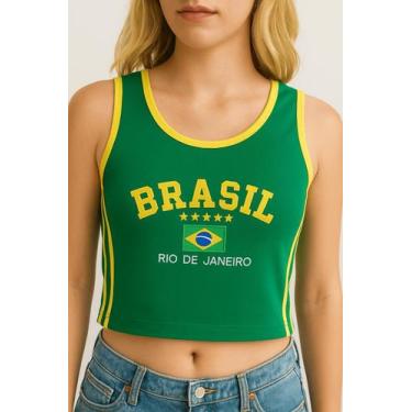 Imagem de Camisa Do Brasil Bordada Regata Feminina - Babylock Brasil, Verde, M