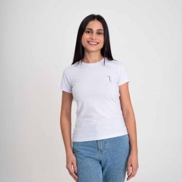 Imagem de Camiseta Casual Feminina Marcio May Sports Minimal, G, Branco