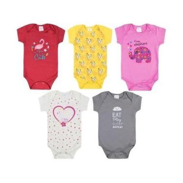 Imagem de Kit Conjunto Chá Revelação Menino ou Menina 5 bodies Suedine - Facina 