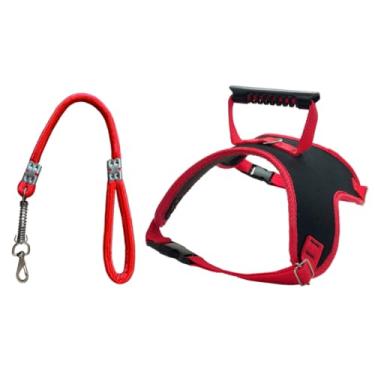 Imagem de Peitoral Elite Ajustável para Cães com Guia Amortecida – Conforto, Segurança e Alta Resistência para Passeios | Anti-Puxão | Material Durável(Vermelho,M)