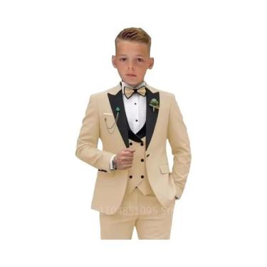 Imagem de Terno Slim Fit Infantil Verde Matcha De 3 Peças Com Lapela Pontuda, Ja