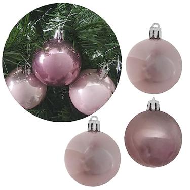 Imagem de Bola Lisa Brilhosa Rosê com 40 unidades – Kit de bolas natalinas com diferentes acabamentos – adicione brilho e variedade à sua árvore