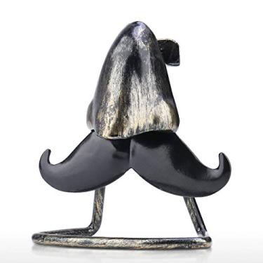 Imagem de Ainoli Tooarts Porta óculos em formato de barba e nariz grande Taste Escultura em ferro Artesanato Óculos de sol Expositor Decoração de mesa Presente engraçado para família e