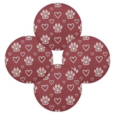 Imagem de Wassud Jogo americano conjunto de 4 tapetes redondos com estampa de pata para cozinha e jantar, tapetes laváveis e resistentes ao calor, decoração de mesa 39 cm