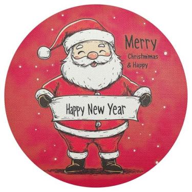 Imagem de xigua Jogo americano redondo de Natal Papai Noel, tapete de mesa redondo antiderrapante resistente ao calor, tapetes de mesa de 48 cm para decoração de cozinha, jantar e festa