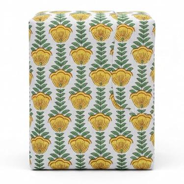 Imagem de Tecido artesanal Woodblock Print por The Bolt - Material de algodão orgânico sustentável para projetos de costura e bricolage - 10 jardas - verde amarelo-(BPF-213-10)