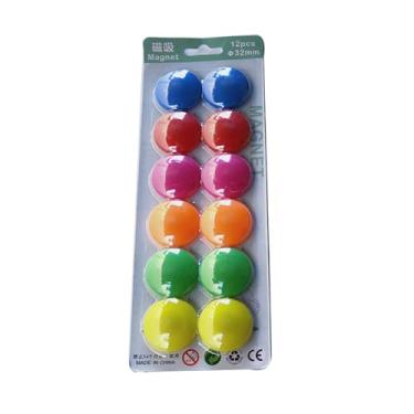 Imagem de 12 pçs Alfinetes Circulares com Base de Plástico Capa para Quadro Branco Escritório Escola Cozinha Materiais Papelaria Uso em Geladeira Casa e Sala
