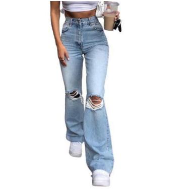 Imagem de Calça Jeans Flare Cintura Alta Levanta Bumbum Hot Pants Atca - Prasset