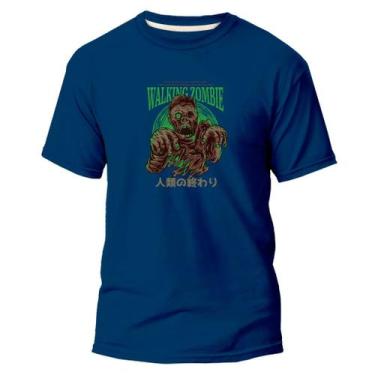 Imagem de Camiseta Unissex Estampa Digital Zumbi Algodão Premium - Pavesi, Azul 