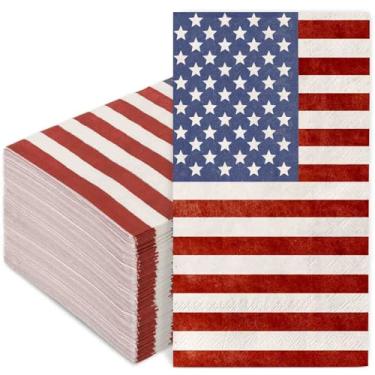 Imagem de Generic AnyDesign Guardanapos patrióticos para convidados patrióticos vintage bandeira americana guardanapos descartáveis retrô 4 de julho guardanapos de toalha de papel de mão para dia da