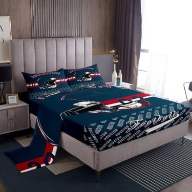 Imagem de Feelyou Jogo de lençol Queen de futebol americano Houston, para crianças, meninos, meninas, futebol americano, cidade, jogos esportivos, respirável, macio e leve de microfibra