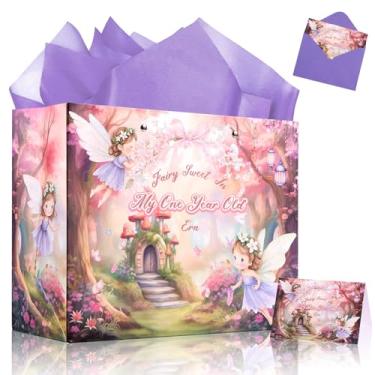 Imagem de Lednica Saco de presente de fada com papel de seda e cartão, bolsa de presente de aniversário, decoração de uma festa, conjunto de papel de embrulho