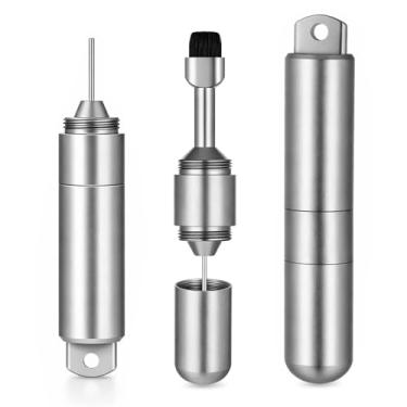 Imagem de Wanmu Ferramenta de remoção de bandeja de cartão SIM com escova de limpeza, chaveiro EDC 2 em 1, abridor de agulha portátil, caneta de limpeza de pino ejetor para celulares, smartphone, removedor de