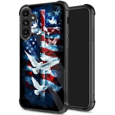 Imagem de JHYYTUJTYP Capa para Galaxy S25 FE, textura de pneu antiderrapante, capa protetora de TPU macio à prova de choque e antiarranhões para Samsung Galaxy S25 FE 6,7 polegadas 2025, pomba da paz cruz