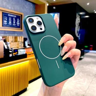 Imagem de HTVJFX Capa de silicone macia de luxo para iPhone 15 Pro Max com carregamento sem fio e capa completa (para iPhone 15 Pro Max/verde escuro)