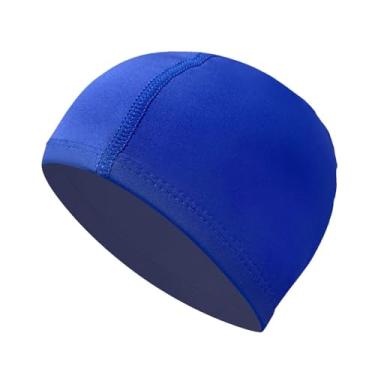 Imagem de Colaxi Touca de natação em tecido, respirável, confortável, portátil e leve, ideal para homens e mulheres, perfeita para piscina férias, Azul