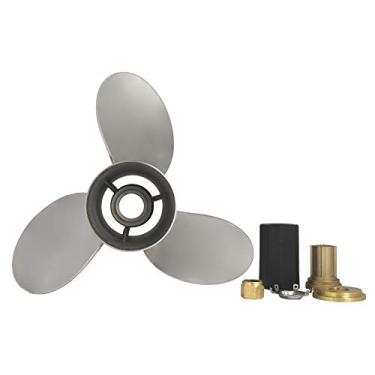 Imagem de Hélice de barco externa de aço inoxidável de 14 1/2 x 19, ajuste confortável, motores Mercury/Mercruiser Alpha One 135 150 175 200 225 250 300 HP, dente de 15 estrias, diâmetro de 35 cm x passo de 48