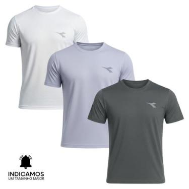 Imagem de Kit 3 Camisetas Diadora Small Logo Masculina - Preto e Chumbo XGG, Pre