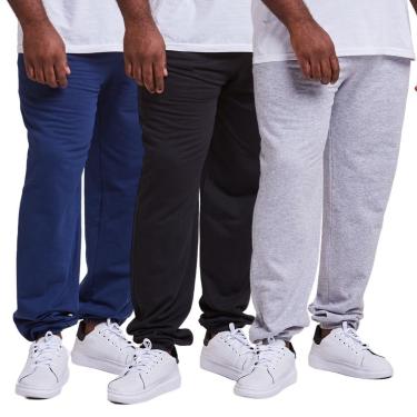 Imagem de Kit 3 Calças Moletom Punho Masculino Plus Size-Masculino