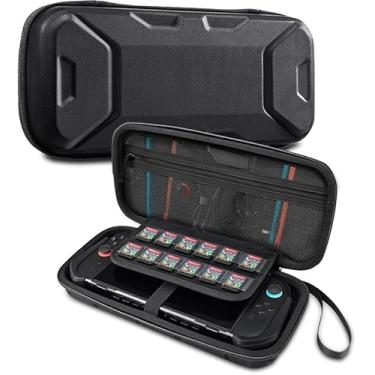 Imagem de Estojo de transporte compatível com Switch 2, estojo de viagem rígido protetor com cordão, bolsa de armazenamento portátil de grande capacidade para acessórios e jogos do Switch 2, preto
